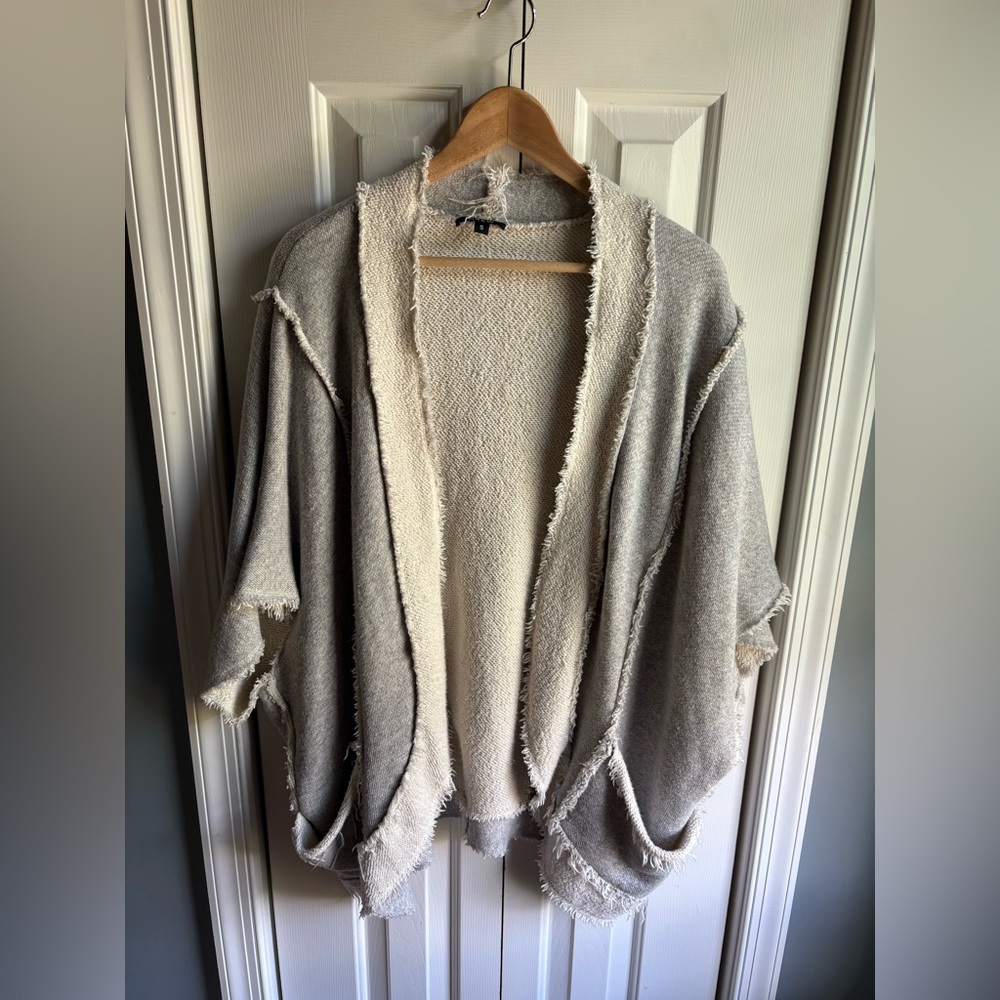 Drew Womens Gray Short Sleeve Open Front Cardigan Sweater Boho Indie Size Small